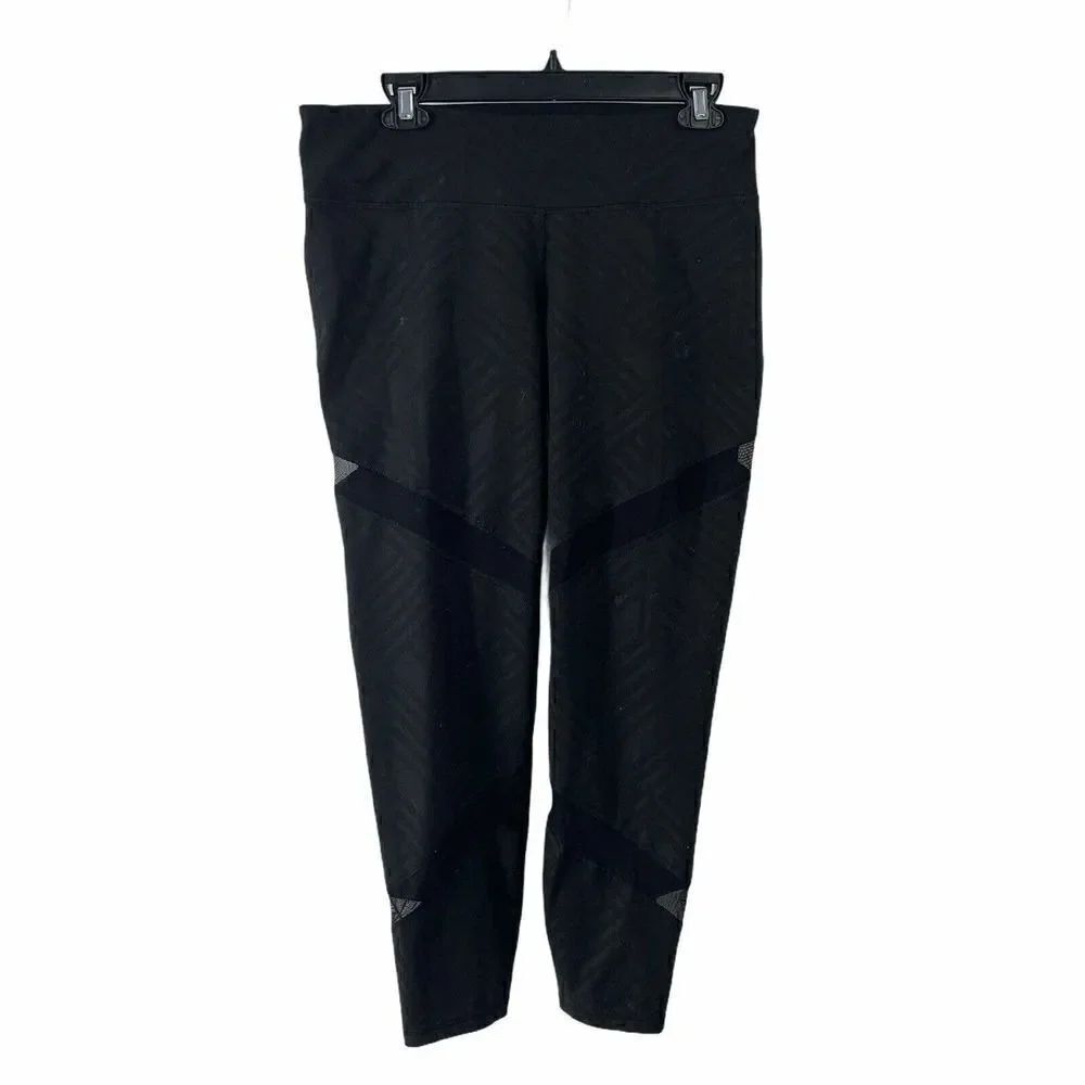 Old Navy Black Mesh Cut Out Leggings Go Dry Large